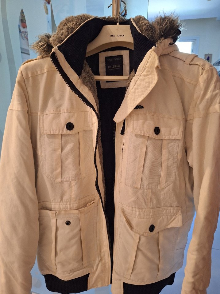 Bej Peluş Detaylı Sokak Stili Mont - Görsel 2