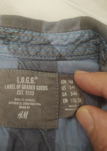 H&M Erkek Gri Kareli Uzun Kollu Pamuklu Gömlek