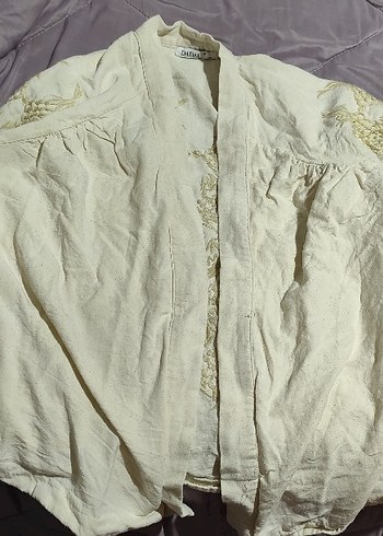 Beyaz Vintage Bohem ceket hırka
