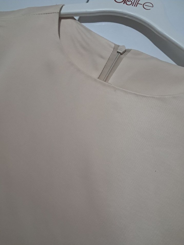 Bej Uzun saten arkası kemerli abiye - Görsel 3