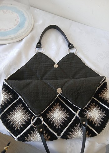 Nakışlı Örgü Bohem Kadın Çanta - Görsel 2