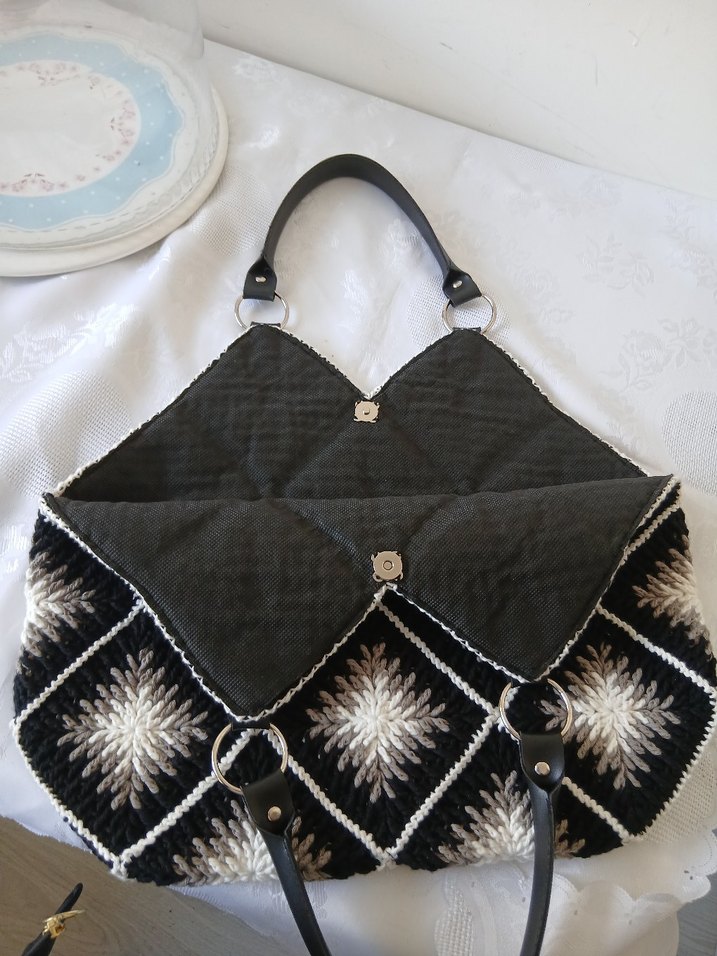 Nakışlı Örgü Bohem Kadın Çanta - Görsel 2