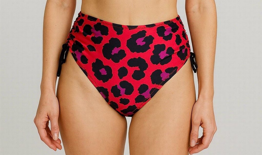Kırmızı Leopar Desenli Kadın Bikini Üstü - Görsel 5