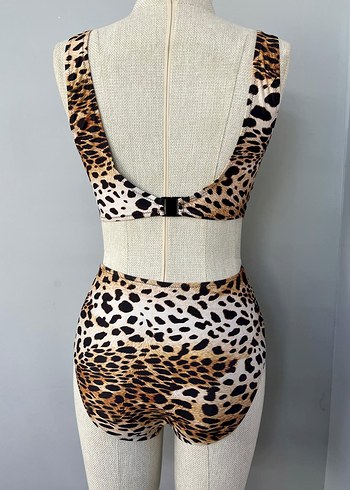 Kahverengi Leopar Desenli Kadın Bikini - Görsel 2