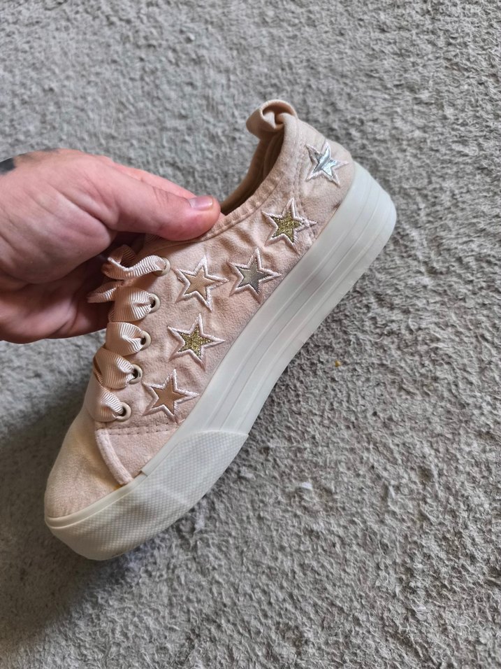 Pudra Pembe Nakışlı Platform Spor Ayakkabı - Görsel 3