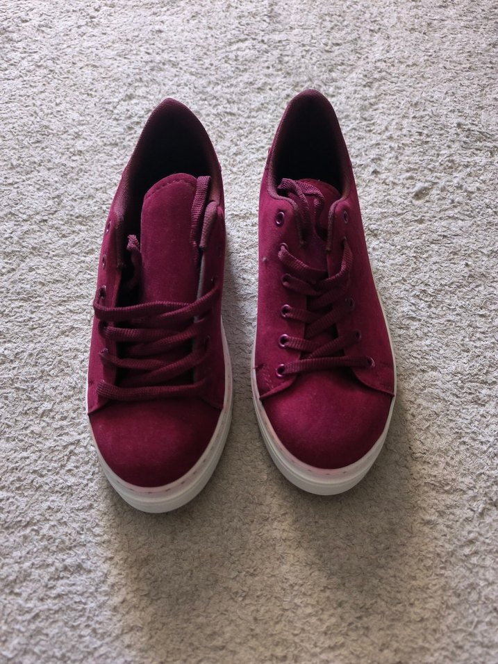 Bordo Süet Kadın Spor Ayakkabı - Görsel 2