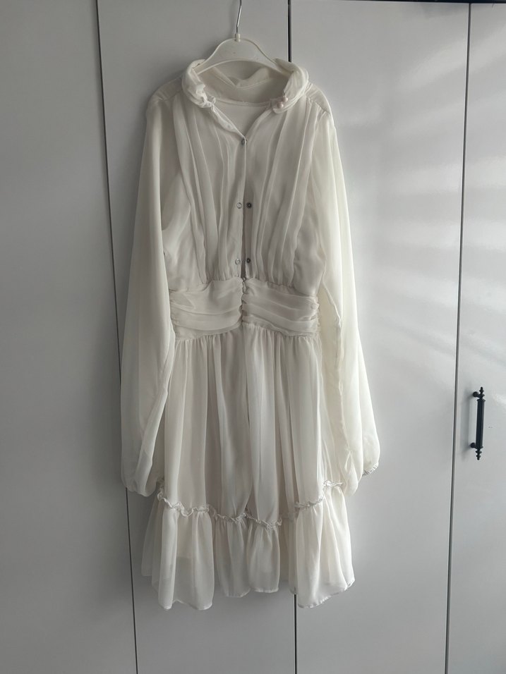 Bohem Beyaz abiye-elbise(S beden) - Görsel 4