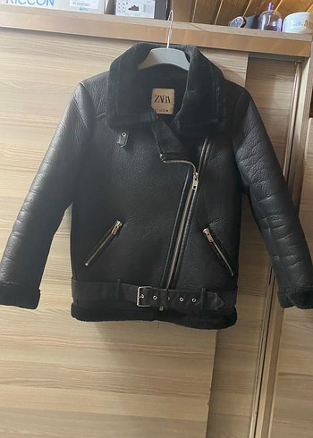 Siyah Deri Biker Ceket, Kemerli, Midi Boy