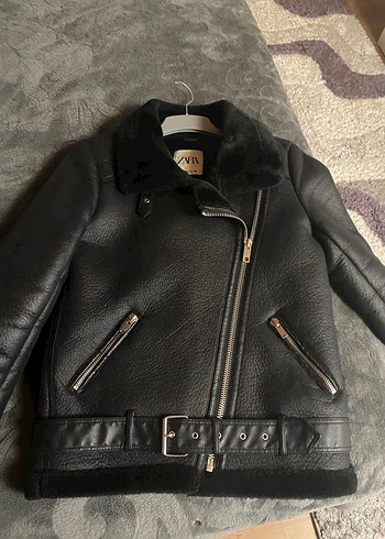 Zara Siyah Deri Biker Ceket, Kemerli, Midi Boy