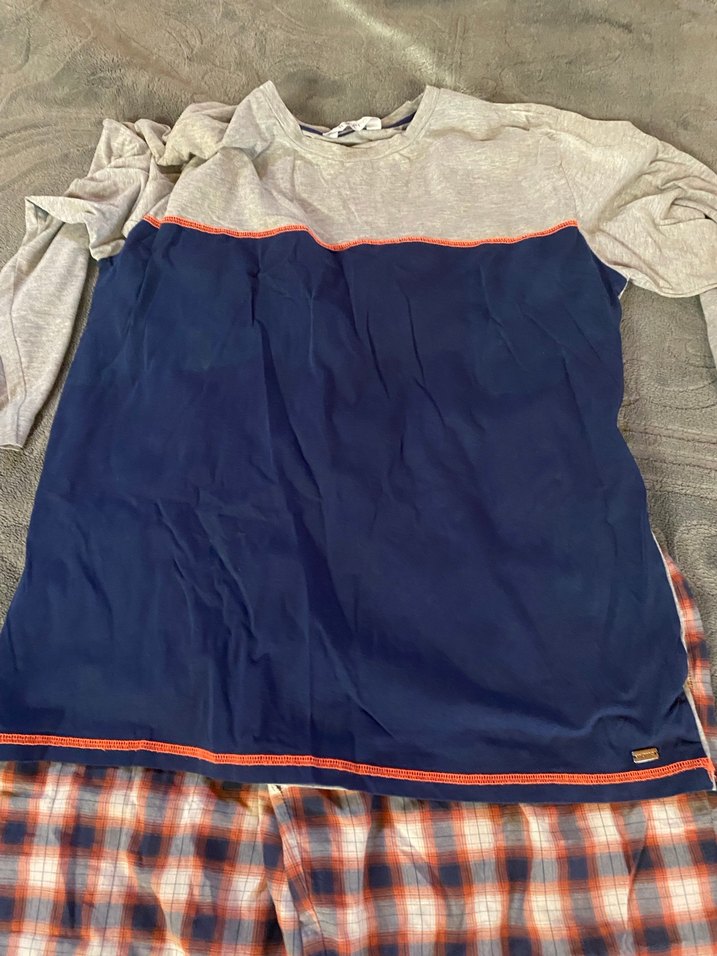 Gri Ekose Erkek Pijama Takımı, Kısa Kollu, Rahat Kesim - Görsel 3