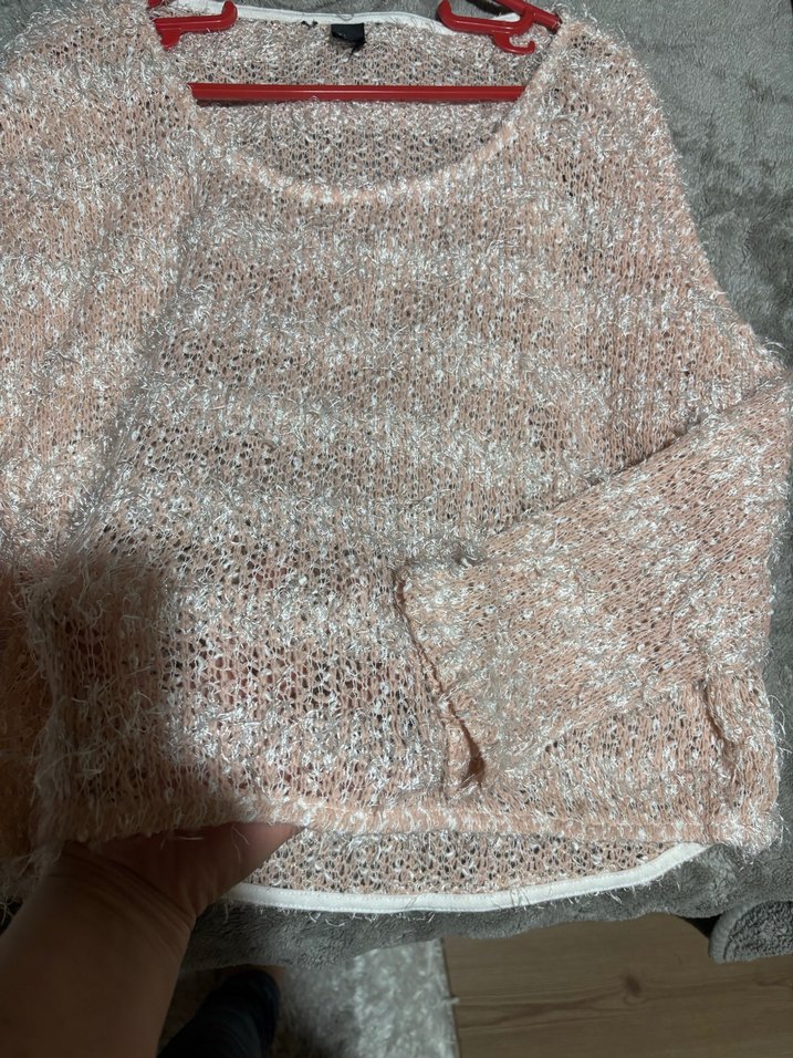 Bej Kısa Örgü Kadın Kazak - Görsel 3