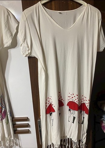 Püsküllü Beyaz Bohem Mini Pareo - Görsel 5