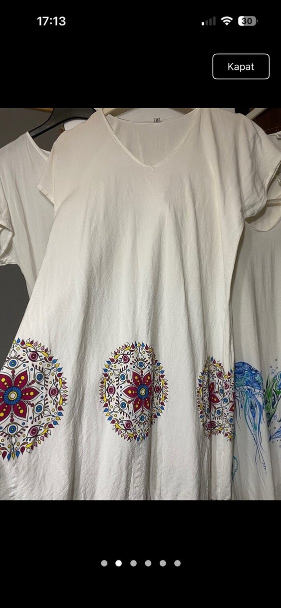 Püsküllü Beyaz Bohem Mini Pareo - Görsel 2