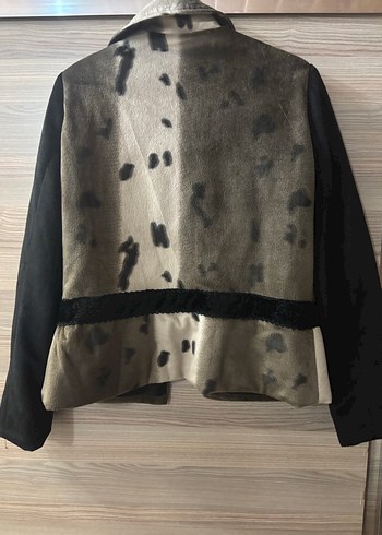 Kürk Detaylı Kısa Kahverengi Deri Ceket - Görsel 3