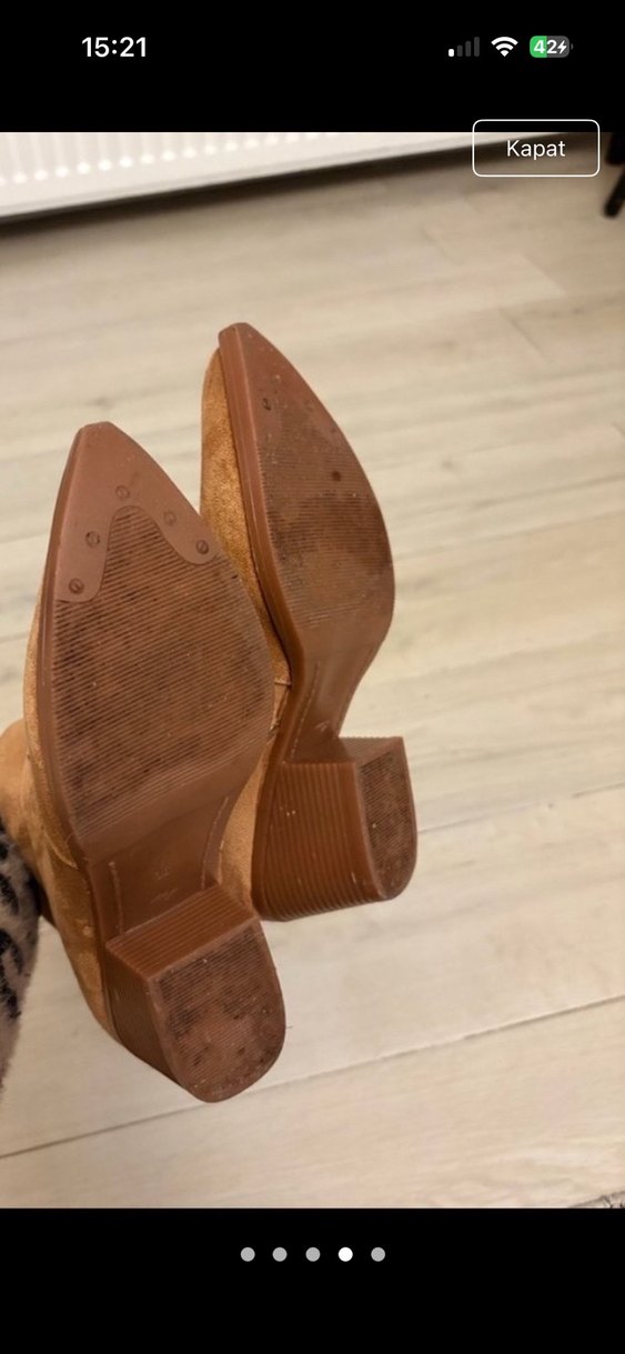 Kahverengi Süet Topuklu Kadın Bot - Görsel 4