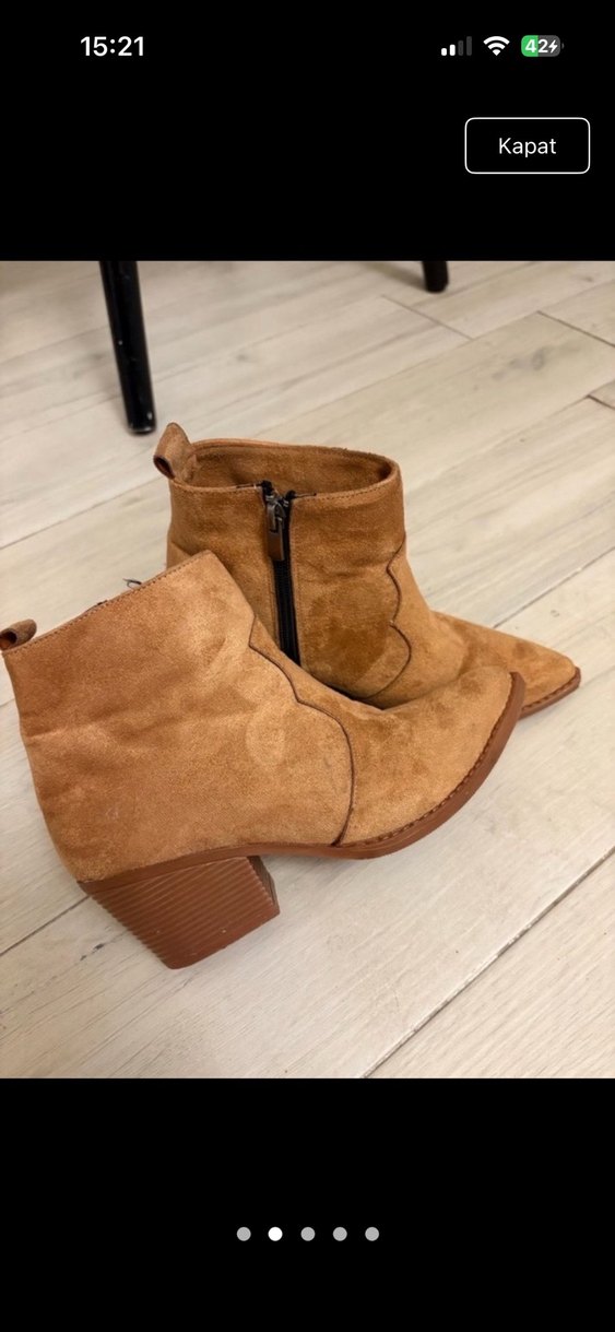Kahverengi Süet Topuklu Kadın Bot - Görsel 2
