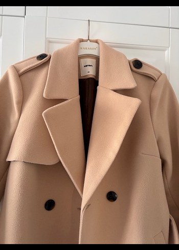 Bej Süet Uzun Kadın Kaban - Görsel 2