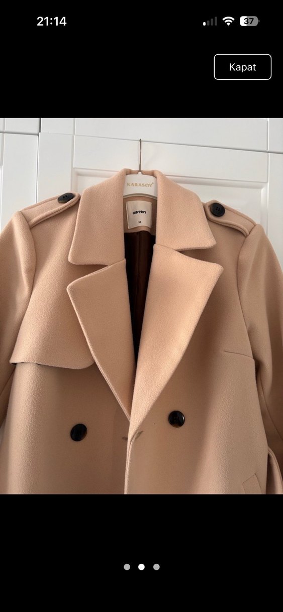 Bej Süet Uzun Kadın Kaban - Görsel 2