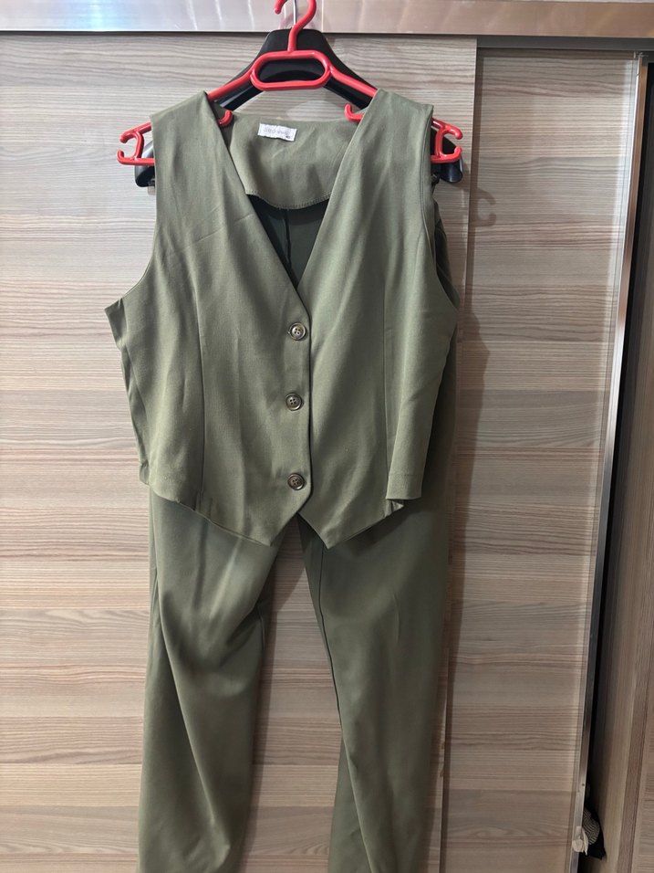 Kadın Haki Uzun Kollarsız Takım - Görsel 3