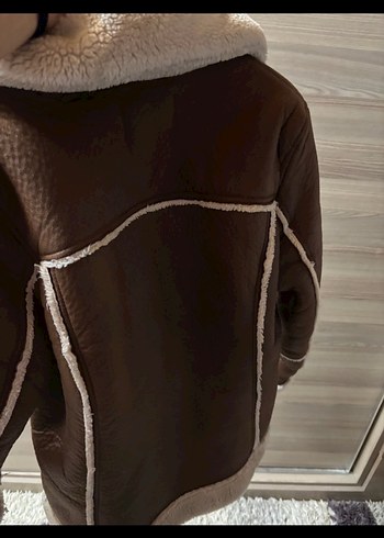 Kahverengi Kürklü Deri Kadın Ceket - Görsel 4