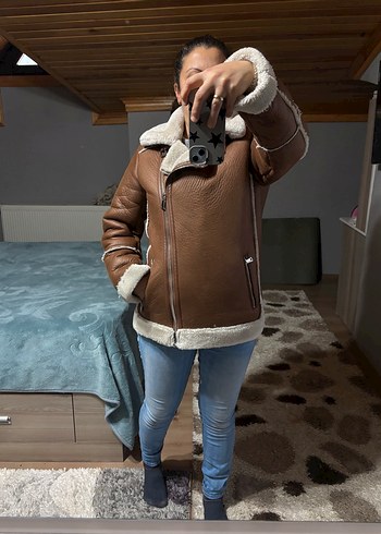 Kahverengi Kürklü Deri Kadın Ceket - Görsel 6