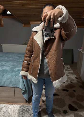 Kahverengi Kürklü Deri Kadın Ceket - Görsel 5