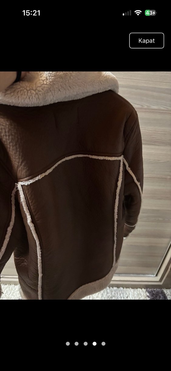 Kahverengi Kürklü Deri Kadın Ceket - Görsel 4