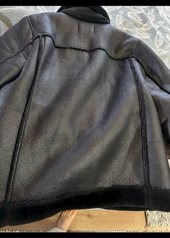 Siyah Kürklü Deri Kadın Biker Ceket - Görsel 3