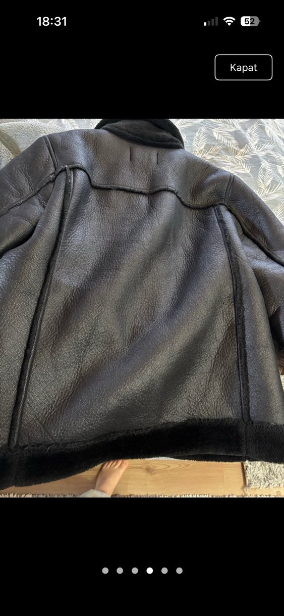 Siyah Kürklü Deri Kadın Biker Ceket - Görsel 3