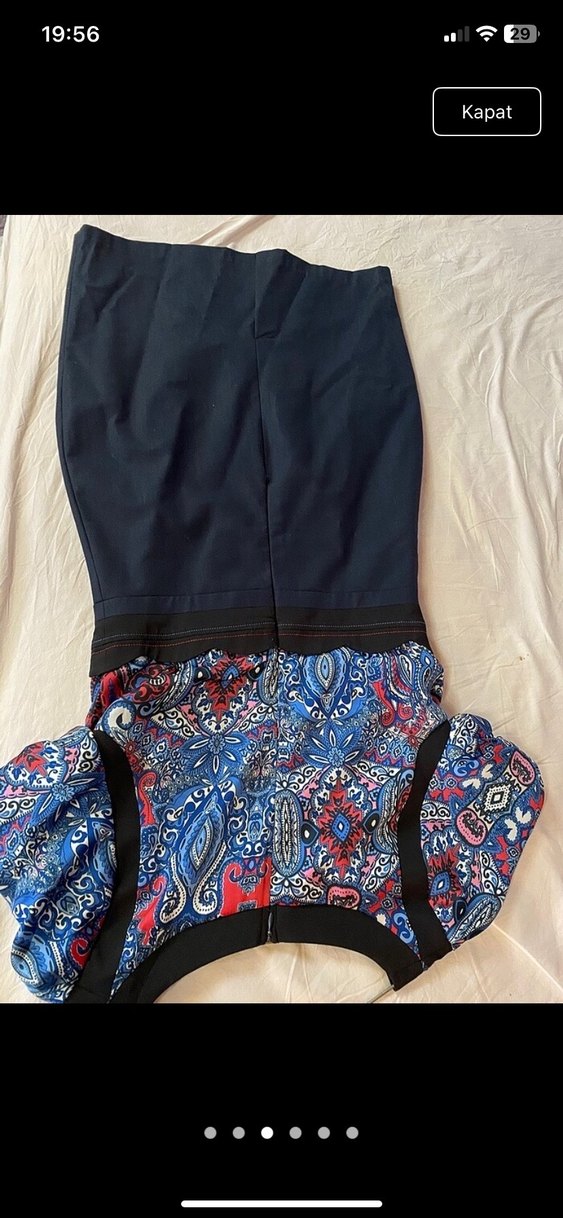 Kısa Kollu, Desenli Ofis Elbisesi - Görsel 3