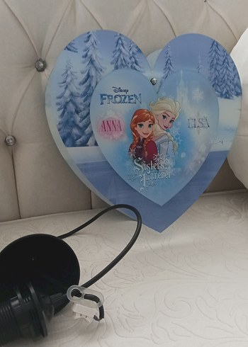 Frozen Temalı Mavi Kalp Masa Lambası