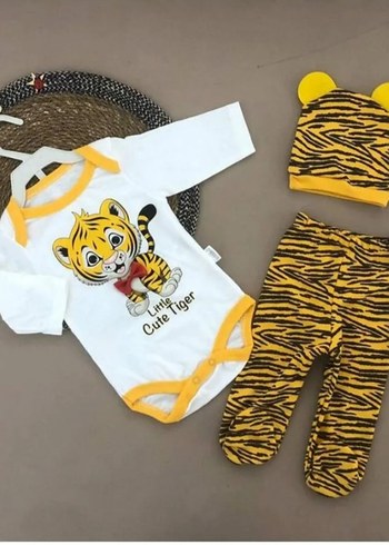 Sarı Zebra Desenli Bebek Erkek Takımı