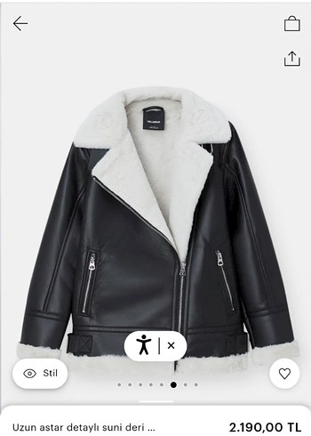 Pull and Bear Pull and Bear Kürk Detaylı Siyah Mont