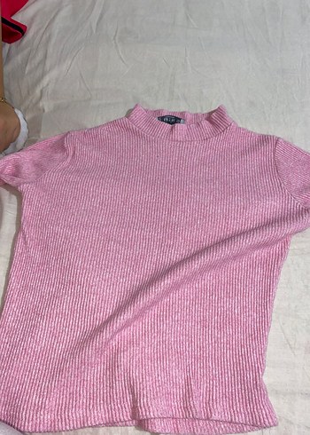 Pembe Fitilli Kadın Triko Kazak - Görsel 3