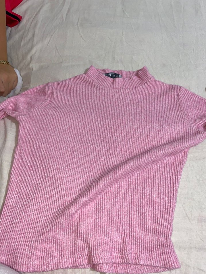 Pembe Fitilli Kadın Triko Kazak - Görsel 3