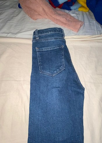 Kadın Mavi Parlak Midi Kot Pantolon - Görsel 3