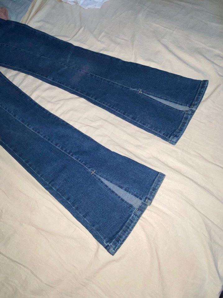 Kadın Mavi Parlak Midi Kot Pantolon - Görsel 5