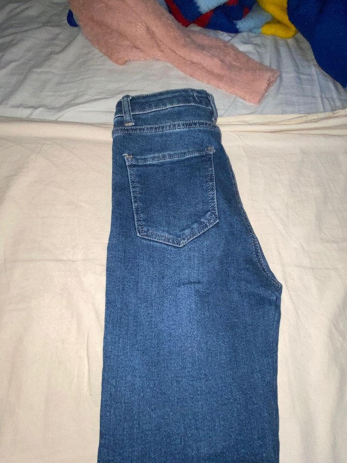 Kadın Mavi Parlak Midi Kot Pantolon - Görsel 3