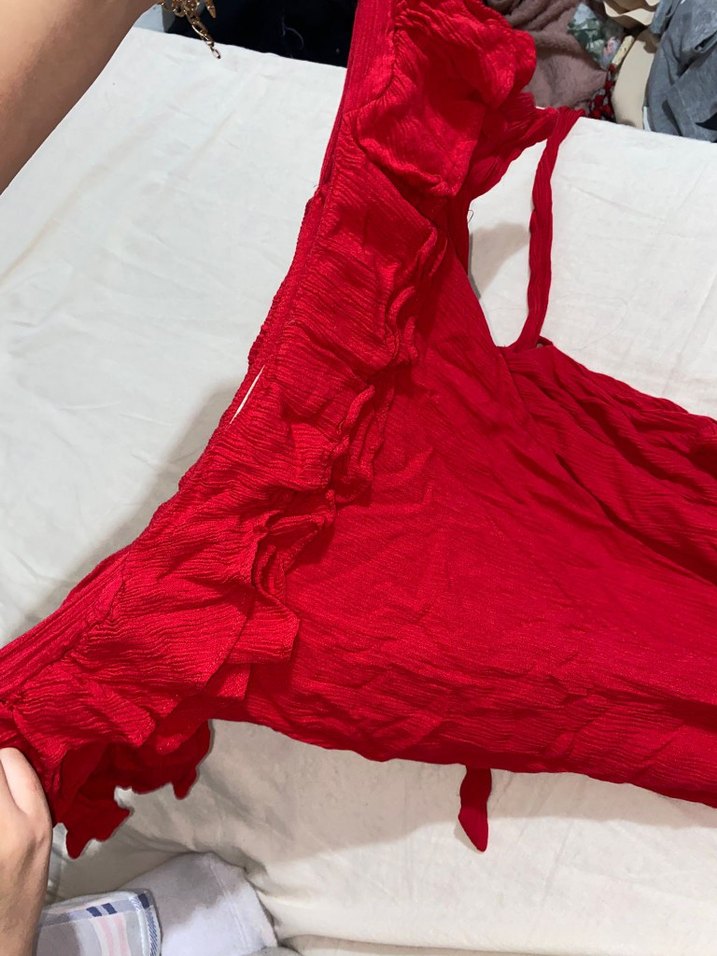 Kırmızı Uzun Kollu elbise - Görsel 3