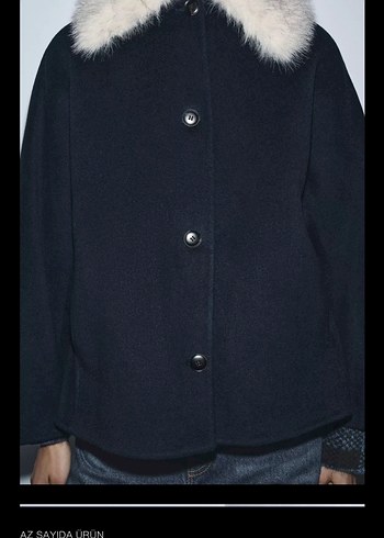 Kürk Detaylı Lacivert Denim Ceket - Görsel 2