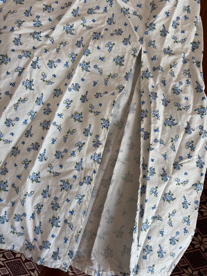 Beyaz Çiçek Desenli Midi Bohem Elbise - Görsel 4