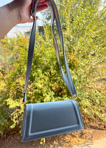 Mavi Deri Kadın Omuz Çantası - Görsel 2