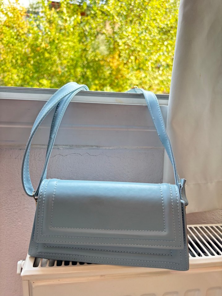 Mavi Deri Kadın Omuz Çantası - Görsel 4