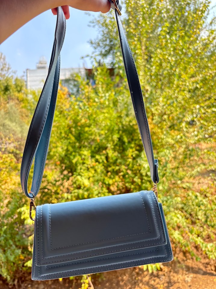 Mavi Deri Kadın Omuz Çantası - Görsel 3