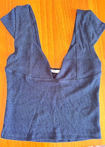 Koyu Mavi Simli V Yaka Kadın Atlet - Görsel 6