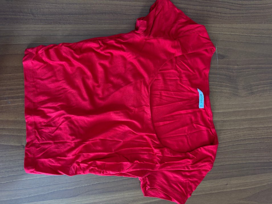 Parlak Kırmızı Drapeli Hamile Tişörtü - Görsel 3