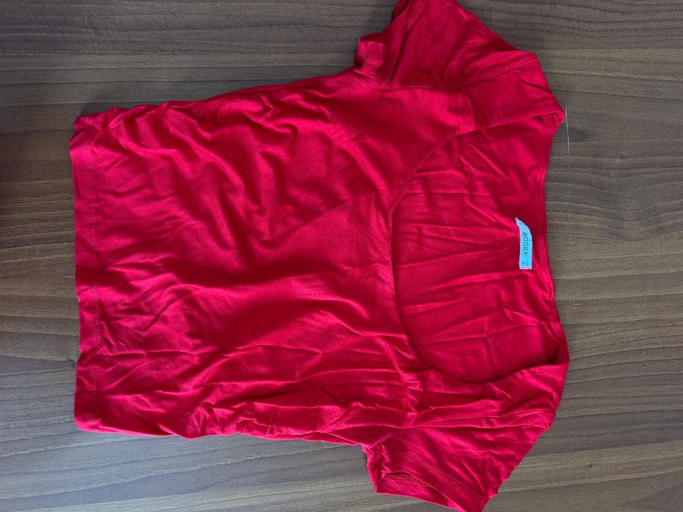 Parlak Kırmızı Drapeli Hamile Tişörtü - Görsel 2