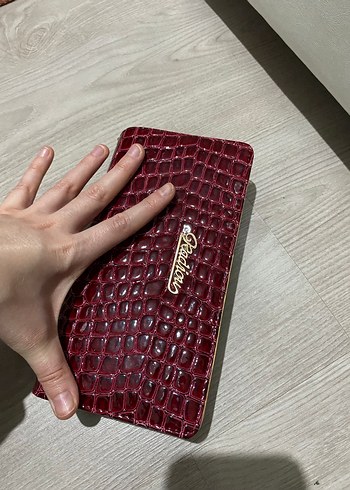 Bordo Parlak Deri Yılan Desenli Kadın Cüzdan - Görsel 2