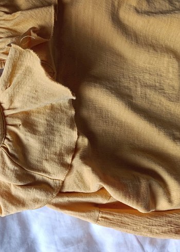 DeFacto Kız Çocuk Fırfırlı Sarı Keten Bluz - Görsel 4