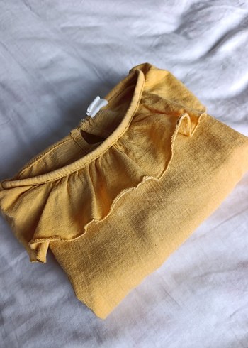 DeFacto Kız Çocuk Fırfırlı Sarı Keten Bluz - Görsel 3